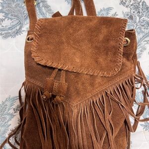 Brown Suede Fringe Bag
